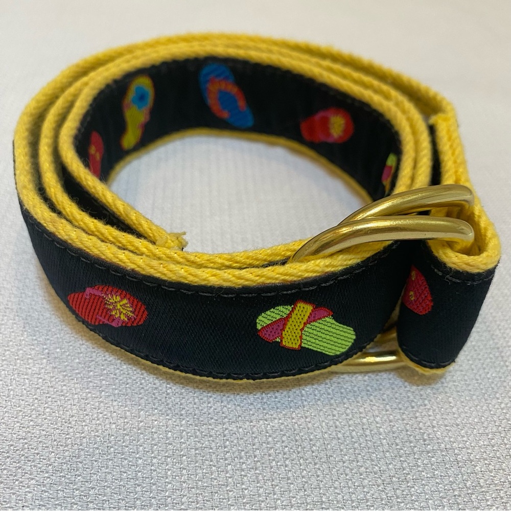 VTG Preston Leather Products Flip Flop Canvas Belt D-Ring Buckle Made In USA